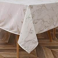 Majestic Giftware Velvet Tablecloths for Rectangle Tables - TC1413 | (70/144) Stormy - White Gold Print Hem Stitch Dining Table Cover | Washable Rectangle Tablecloth for Kitchen, Dinning, Party