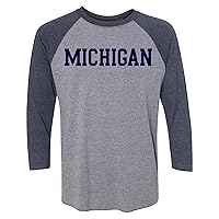 NCAA Basic Block, Team Color 3/4-Sleeve Raglan T Shirt, College, University