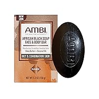 African Black Soap Face & Body Bar, Cleans and Nourishes Skin, Rinses Clear, 5.3 Ounce