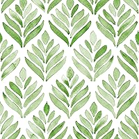 HAOKHOME 96031-1 Boho Peel and Stick Wallpaper Floral Tulip Leaves Green/White Removable Bathroom Kitchen Contact Paper Home Wall Decor 17.7in x 9.8ft