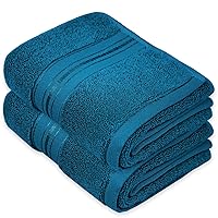 Cleanbear Cotton Hand Towel Thick Bathroom Hand Towels - 2 Pack (Peacock Blue), 13 x 28 Inches