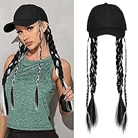 Baseball Cap with Long Braided Hair Extension Hat Wig Hat Attached 25
