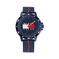 Tommy Hilfiger Men's Quartz Plastic & Aluminum and #Tide Ocean Recycled Plastic Nylon Strap Watch, Color: Navy (Model: 1791997)