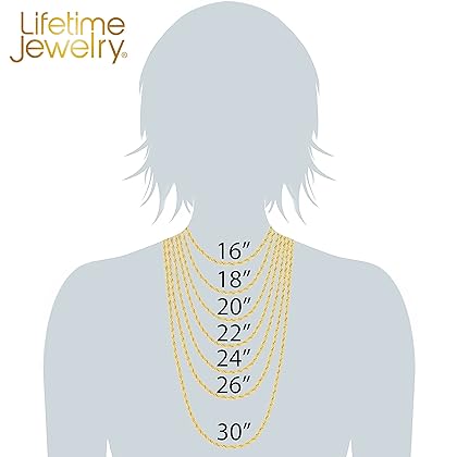 LIFETIME JEWELRY 3mm Gold Rope Chain for Men & Women 24k Real Gold Plated Diamond Cut Gold Chain Necklace Women & Necklace for Men 14 to 36 Inch