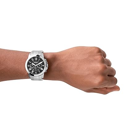 Fossil Men's Grant Quartz Stainless Steel Chronograph Watch, Color: Silver (Model: FS4736)