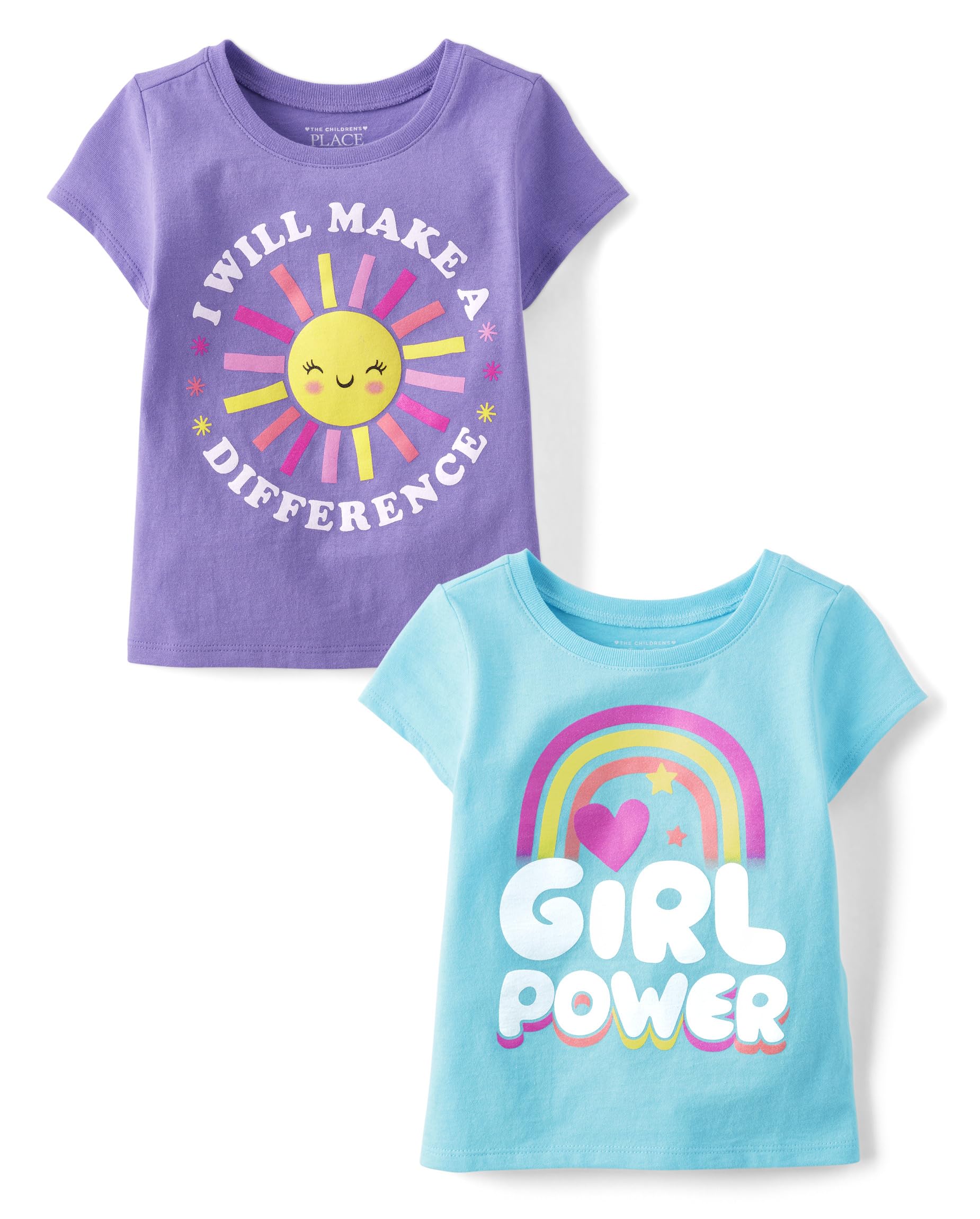 The Children's Place Baby Toddler Girls 2-Pack Short Sleeve Graphic T-Shirt