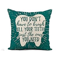 Flax Throw Pillow Cover Dental Care Motivational Dentist Day Lettering on Tooth Shape 18x18 Inches Pillowcase Home Decor Square Cotton Linen Pillow Case Cushion Cover