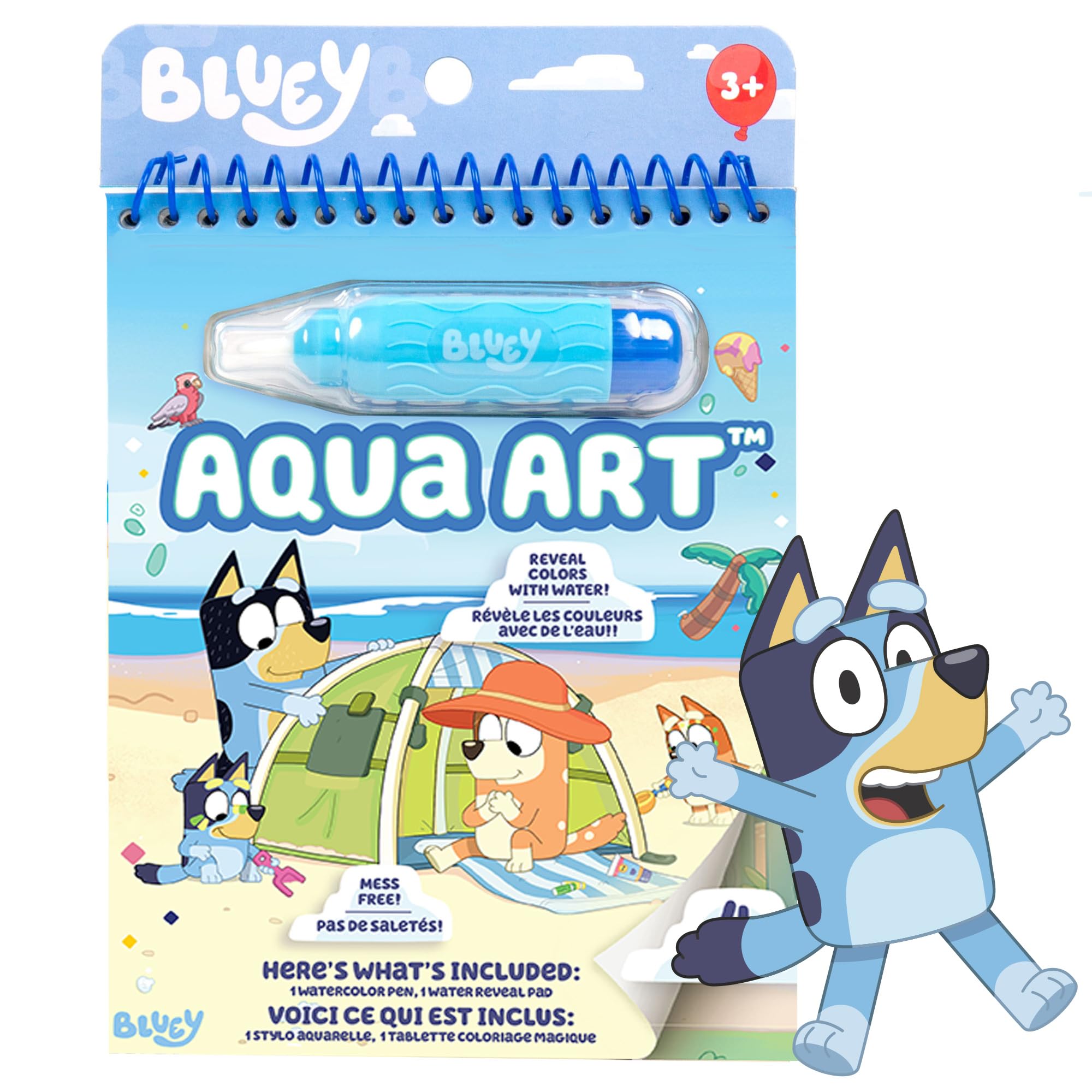 Bluey Aqua Art, Includes 4 Reusable Pages of Water Art & Water Pen, Color with Water Book, Water Reveal Activity Book, Paint with Water Books, Water Doodle Book, Reusable No-Mess Art Book