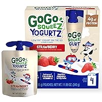 yogurtZ Strawberry, 3 oz (Pack of 4), Kids Snacks Made from Real Yogurt and Fruit, Pantry Friendly, No Fridge Needed, Gluten Free and Nut Free, Recloseable Cap, BPA Free Pouches