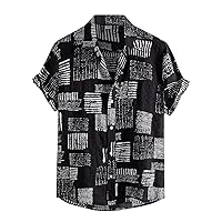 Mens Hawaiian Shirts Fashion Summer Tops Mens Short Sleeve Button Down Shirts Casual Gym Active Bowling Shirts