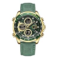 Men's Military Digital Watches Analog Quartz Waterproof Watch Sport Multifunctional Leather Wristwatch