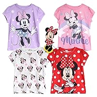 Disney Girls’ T-Shirt – 4 Pack Cute Minnie Mouse and Princess Short Sleeve Shirts Princess Tee Gift Set for Girls