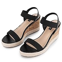 Wedge Sandals for Women Strappy Platform Sandals Cute Espadrilles Slip on Comfortable Elastic Wedges for Women Casual Summer Heeled Open Toe platform Sandals Women Chunky Heel