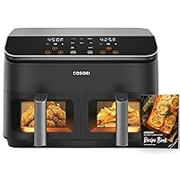 COSORI Dual Basket Air Fryer 9 Qt, Large and Wide Double Airfryer, 8-in-1, Sync Cook & Finish Family Meals, Bake, Roast, Broil and Dehydrate, Optional Preheat & Shake, Visible Window, 130 Recipes