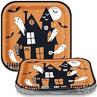 Black & Orange Happy Haunting Halloween Luncheon Napkins - 16 Count - Party Essential Tableware for Halloween Dining Events