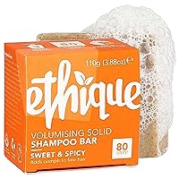 Ethique Sweet & Spicy - Volumizing Solid Shampoo Bar for Fine, Flat, Limp Hair - Vegan, Eco-Friendly, Plastic-Free, Cruelty-Free, 3.88 oz (Pack of 1)