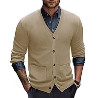 PJ PAUL JONES Men's Casual Cardigan Sweaters Long Sleeve V-Neck Cardigans Button-up Knitted Sweater