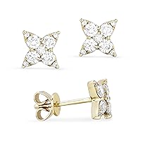 14K Rose Gold .52ct White Diamond Flower Stud Earrings