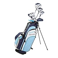 M3 Ladies Womens Complete Golf Clubs Set Includes Driver, Fairway, Hybrid, 7-PW Irons, Putter, Stand Bag, 3 H/C's Blue - Regular or Petite Size!