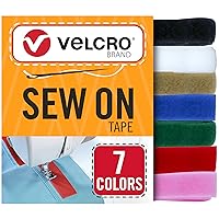 VELCRO Brand Sew on Tape 15ft x 3/4 in Variety Pack 7 Colors for Fabrics Clothing and Crafts, Substitute for Snaps and Buttons, Cut Strips to Length