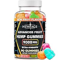 NEW AGE Naturals Fruit Advanced Hemp Gummies - Natural Hemp Oil Infused Gummies (9000 Fruit (Pack of 1))