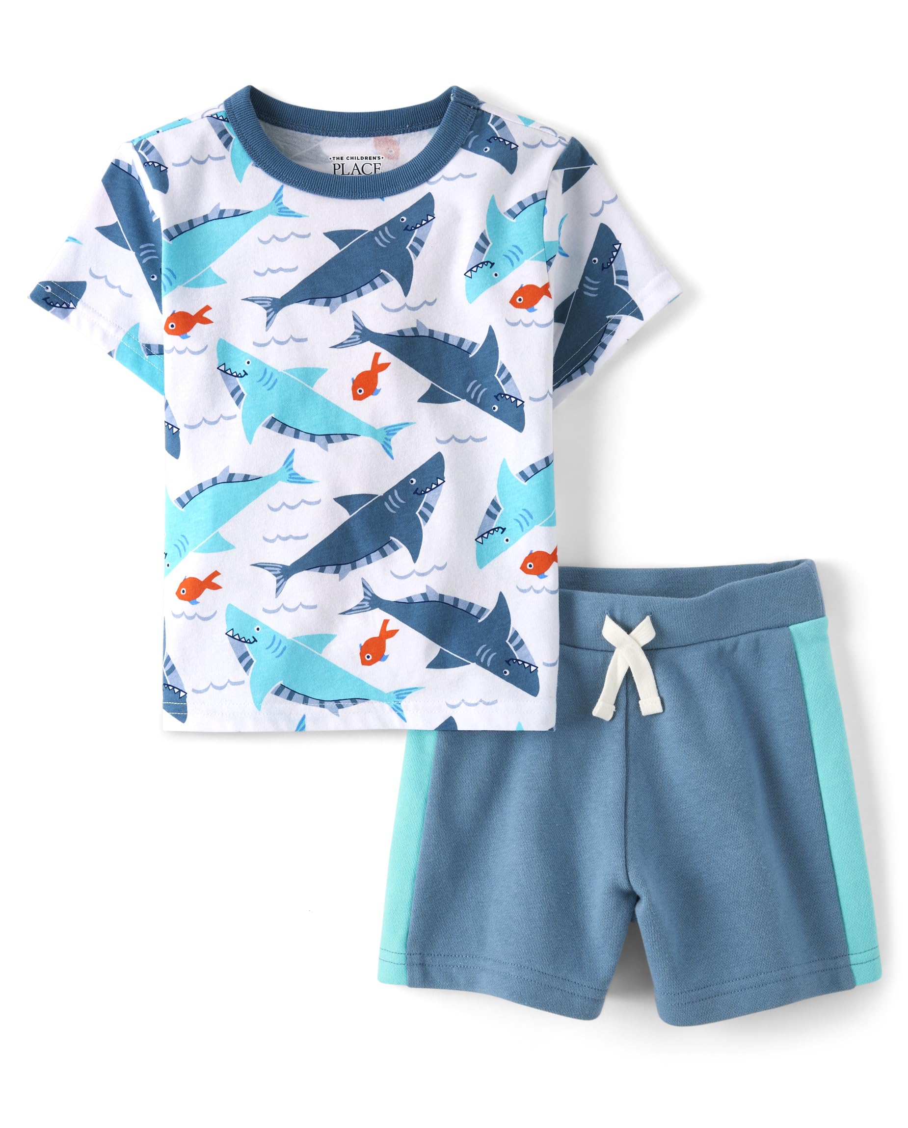 The Children's Place Baby Boy's and Toddler Sleeve Shirt and Shorts 2 Piece