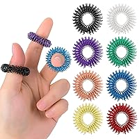 8 Pieces Spiky Sensory Finger Rings Acupressure Ring Set Great Spikey Fidget Ring for Silent Stress Reducer and Massager Improves Blood Circulation