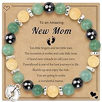 New Mom Gifts, Natural Stone Bracelets for First Time Moms with Gift Box and Message Card, 1st Mothers Day Gift Ideas