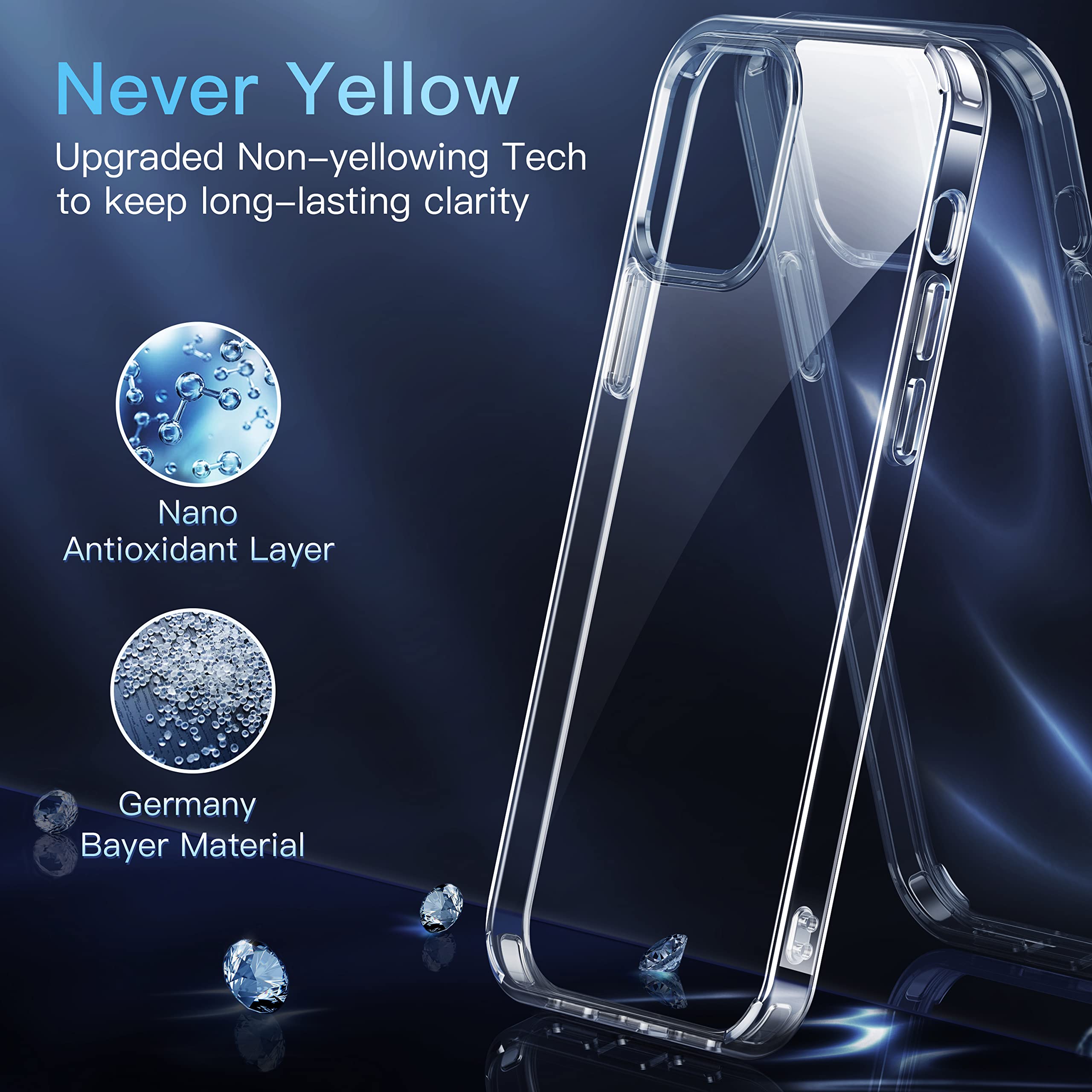 CASEKOO Crystal Clear for iPhone 12/12 Pro Case, [Not Yellowing] [Military Grade Drop Tested] Shockproof Protective Phone Case Slim Thin Cover 5G 6.1 inch 2020, Clear