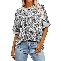 Women Oversized Tshirt Loose Fit Summer Short Sleeve Tops Printed Plus Size Blouse Shirts Tees