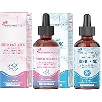 Liquid Biotin & Collagen + Zinc Liquid Supplement Bundle | Strong Hair, Skin, Nail, Joints Support | Immune Support & Cognitive Function
