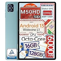 TECLAST M50HD Tablet 10 Inch, 16GB RAM + 128GB ROM (1TB TF) Android 13, Unisoc Octa-Core A75 CPU, TDDI 1920x1200FHD, 5MP+13MP, 6000mAh, 4G LTE/5G WLAN/Google GMS/5-GPS/Widevine L1/3.5MM/4 35g(2 024)