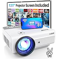 Projector 4K with WiFi and Bluetooth Supported, Native 1080P/12000 Lumen Outdoor Movie Projector with 120‘’ Screen, Phone Video Projector Compatible with iOS/Android/TV Stick/Win/PS5