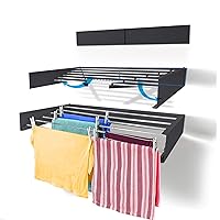 Laundry Drying Rack (40-INCH Industrial Gray), Wall Mounted, Retractable Clothes Drying Rack, 60lbs Capacity, 20 Linear Ft, with Wall Template and Long Screwdriver Bit