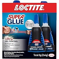 Loctite Super Glue Ultra Gel Control, Clear Superglue for Plastic, Wood, Metal, Crafts, & Repair, Cyanoacrylate Adhesive Instant Glue, Quick Dry - 0.14 fl oz Bottle, (Pack of 2)