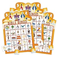 Bible Bingo Game for Kids Adults 26 Players Christian Bible Bingo Cards Religous Bible Games Activities for for Family Open Day Vacation Bible School Decorations Holiday Party Supplies