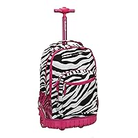Rockland Single Handle Rolling Backpack, Pink Zebra, 19-Inch