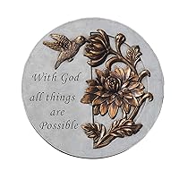 with God All Things Bronze Tone 9 x 9 Resin Stone Outdoor Decorative Stone
