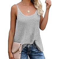 Andongnywell Womens Waffle Knit Round Neck Tank Tops Summer Casual Sleeveless Shirts Loose Tunic Vest Blouses