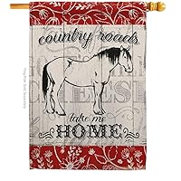 Breeze Decor H110120 Country Roads Horse Nature Farm Animals Decorative Vertical House Flag, 28