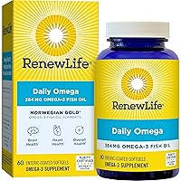 Norwegian Gold Daily Omega Softgels, Daily Supplement Supports Heart, Brain and Joint Health, EPA and DHA Omega-3 Fish Oil, Dairy and gluten-free, 364 Mg, 60 Count