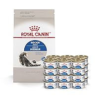 Royal Canin Feline Health Indoor Adult Dry Cat Food, 3 lb Bag Adult Feline Health Nutrition Morsels in Gravy Cat Food for Indoor Cats, 3 oz can (24-Count)