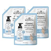 J.R. Watkins Foaming Hand Soap Refill, Moisturizing Foam Hand Wash, All Natural, Alcohol-Free, Cruelty-Free, USA Made, Ocean Breeze, 28 fl oz, 3 Pack