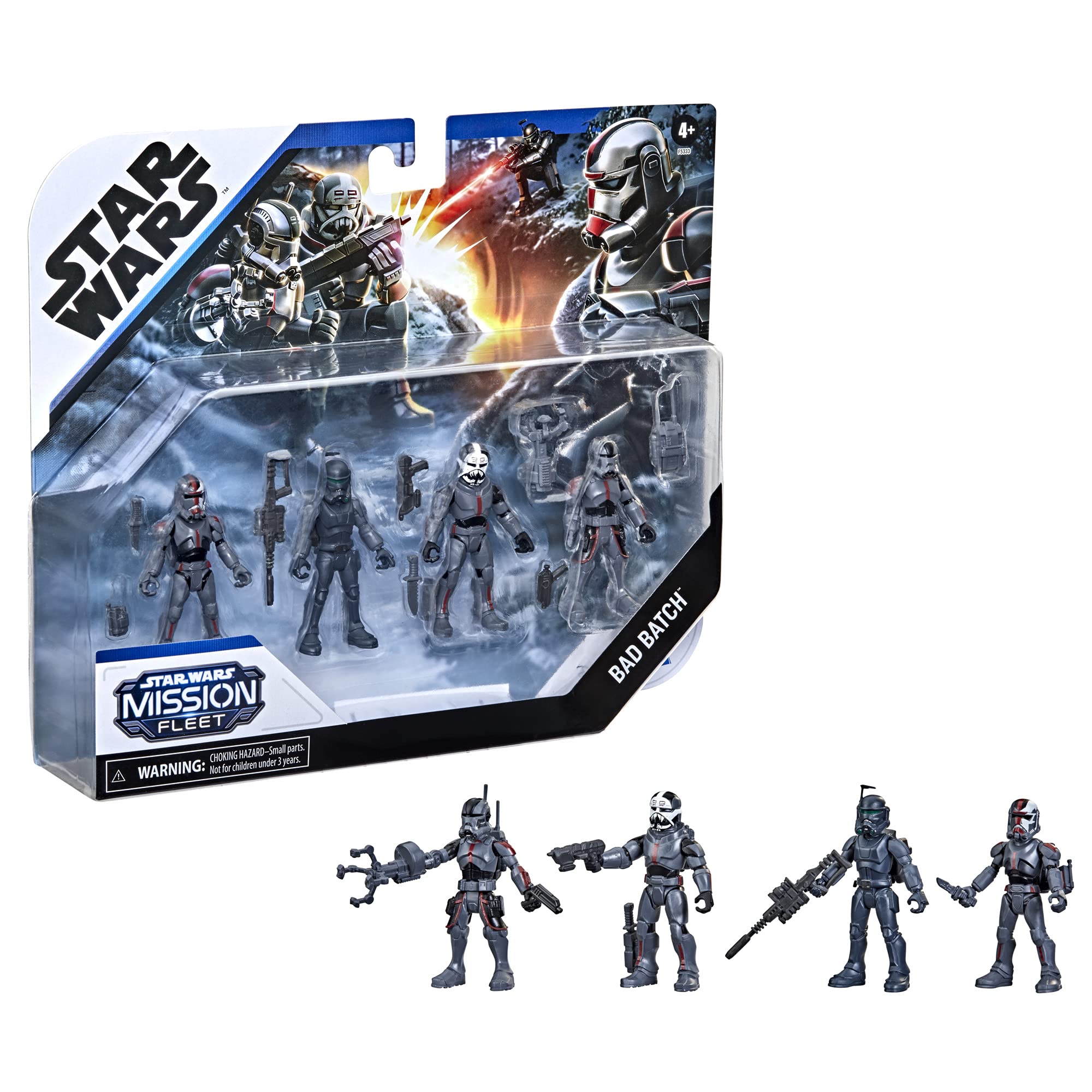 STAR WARS Mission Fleet Clone Commando Clash 2.5-Inch-Scale Action Figure 4-Pack with Multiple Accessories, Toys for Kids Ages 4 and Up,F5333