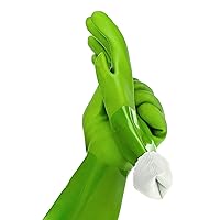 Ultimate Rubber Household PVC Gloves with Comfortable Cotton Lining, Anti-Slip surface, Kitchen Dishwashing, Extra Thickness, Kitchen Cleaning, Working, Painting, Pet Care (Medium, Green)