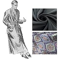 1940's Sewing Pattern: Men's Shawl Collar Dressing Gown, Robe, Smoking Jacket, Black and White, LR2087