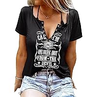 Country Music Rock and Roll T-Shirt Women Hollow Out Country Music Tops Rock Concert Tees Rock and Roll Sexy T-Shirt