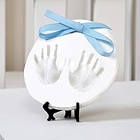 Nuby Baby Keepsake Ornament Hand & Footprint Clay Casting Kit with Easel Plus Blue & Pink Ribbons for Newborn Girls & Boys