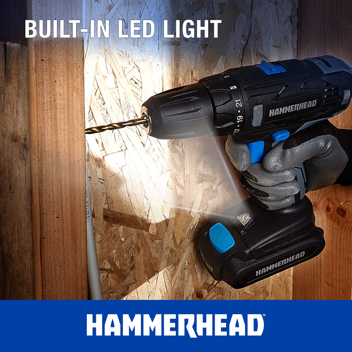 Hammerhead 20V 2-Speed Cordless Drill Driver Kit with 1.5Ah Battery and Charger - HCDD201