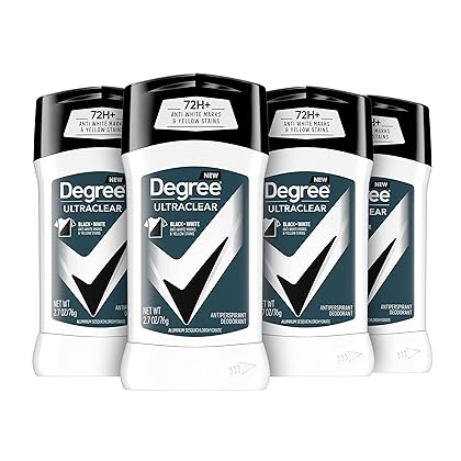 Degree Men UltraClear Antiperspirant Deodorant Black + White 4 count 72-Hour Sweat & Odor Protection Antiperspirant For Men With MotionSense Technology 2.70 Ounce (Pack of 4)